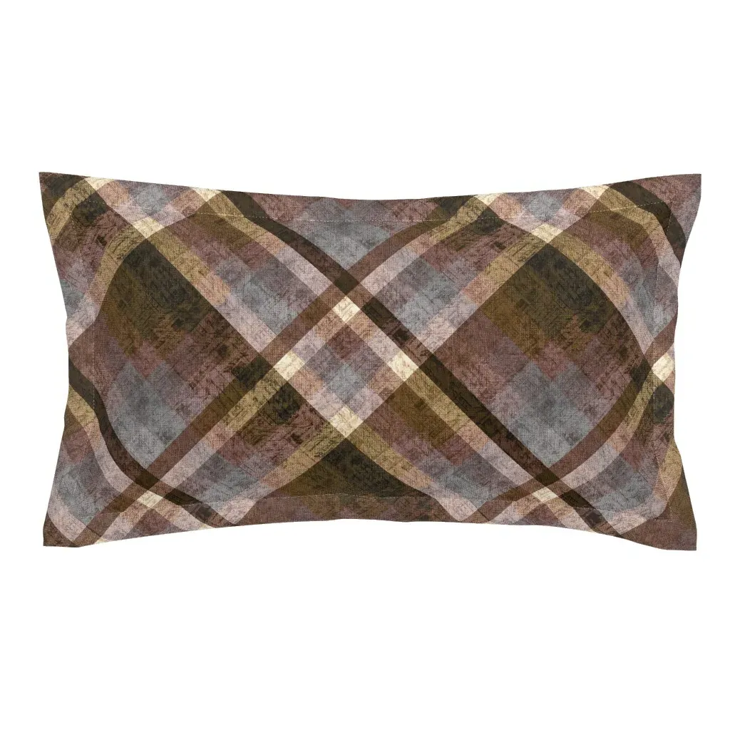 Textured Diamond Tartan Plaid King Pillow Sham - Brown product