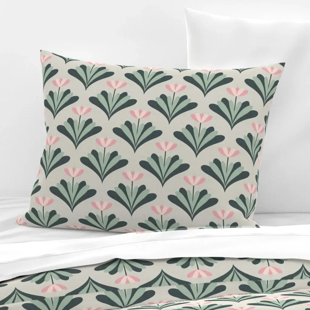 Textured Flowers Standard Knife Edge Cushion Cover - Green, Cotton Sateen product