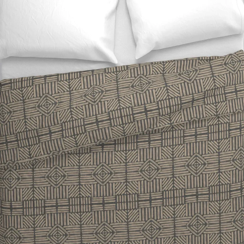 Textured Japandi Mudcloth Duvet Cover - Taupe alternate view