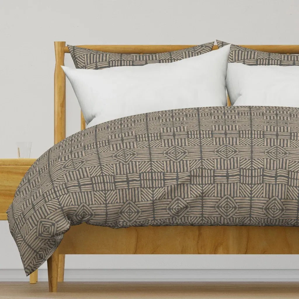 Textured Japandi Mudcloth Duvet Cover - Taupe product