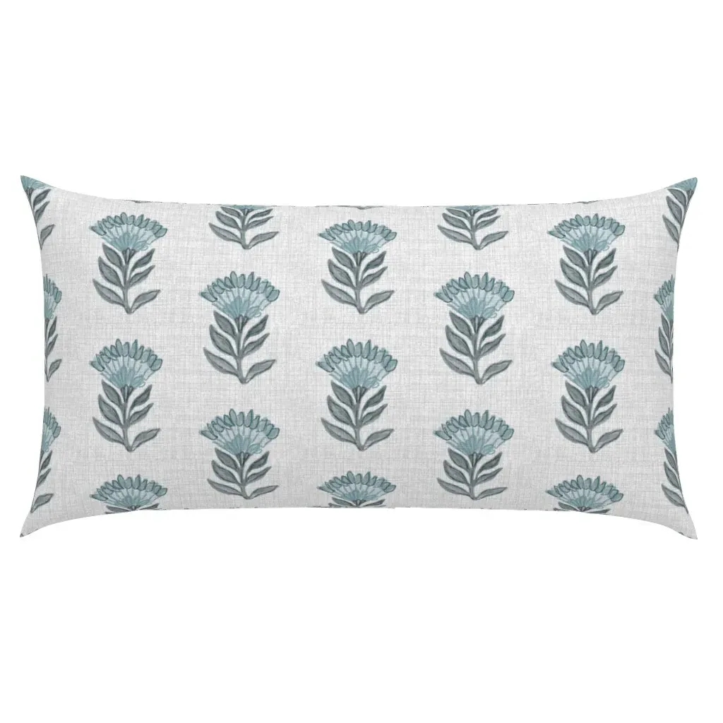 Textured Linen Floral Medallion King Pillow Sham - Blue product