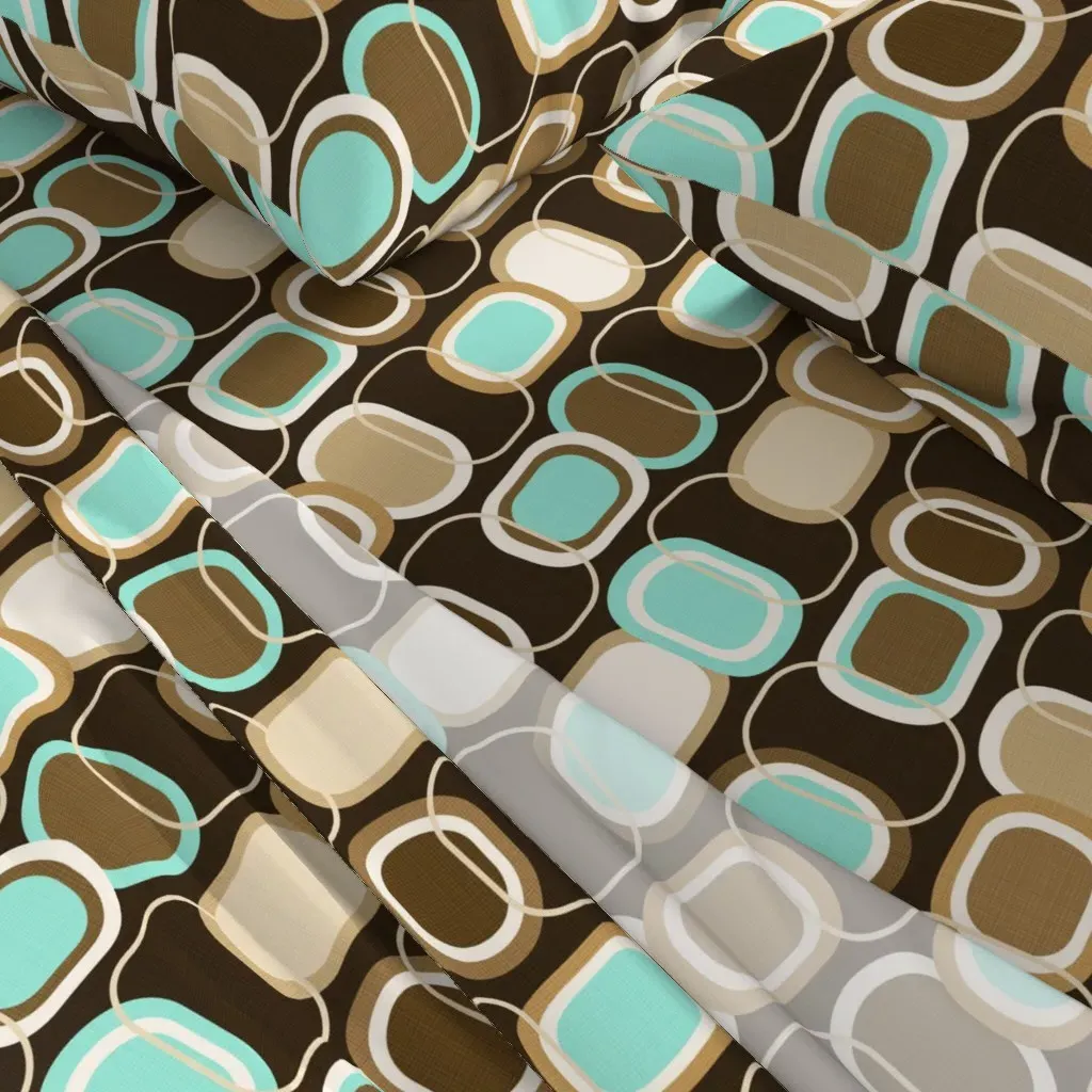 Textured MCM Rounded Rectangles King Sheet Set - Aqua Blue, Brown alternate view