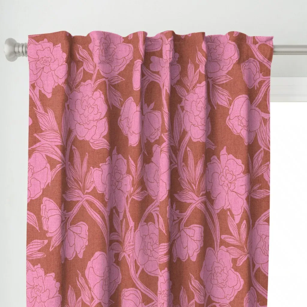 Textured Peony Maximalist Curtain Panel - Pink alternate view