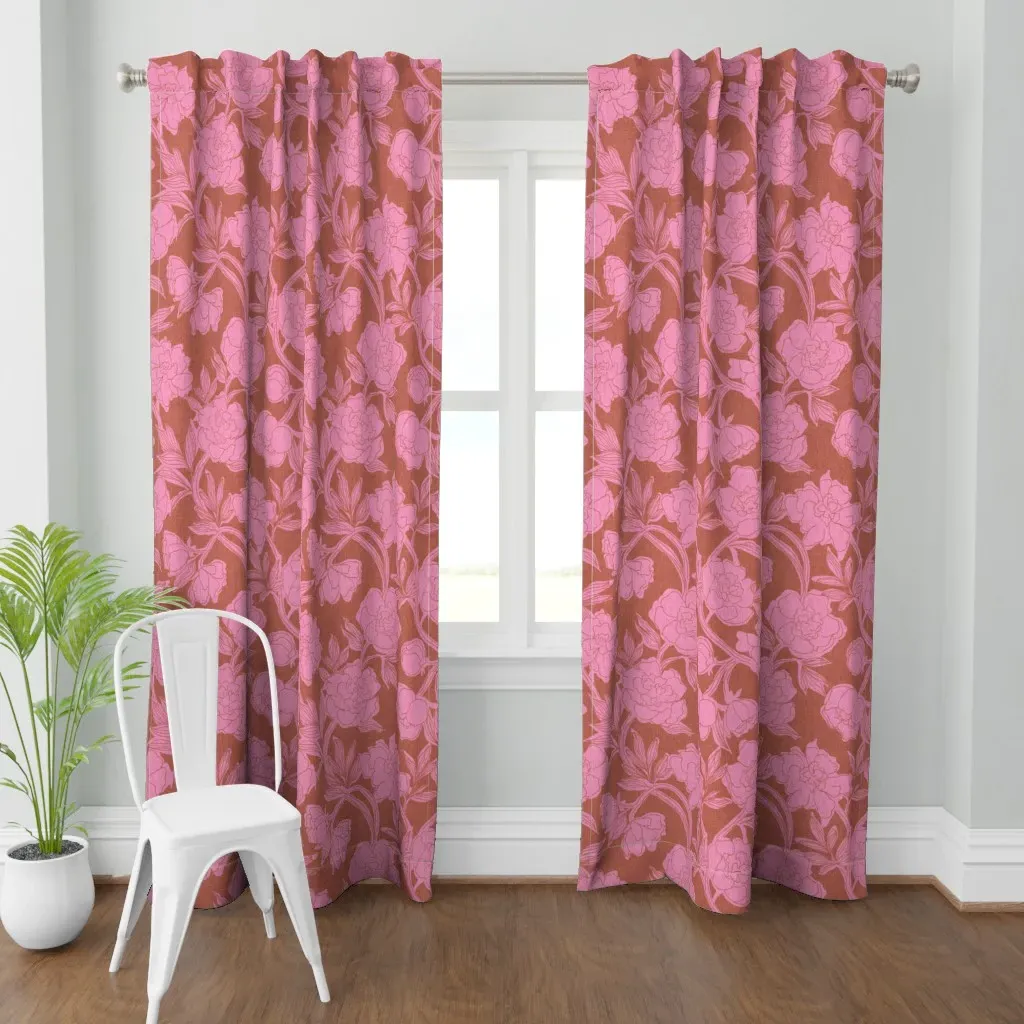 Textured Peony Maximalist Curtain Panel - Pink product