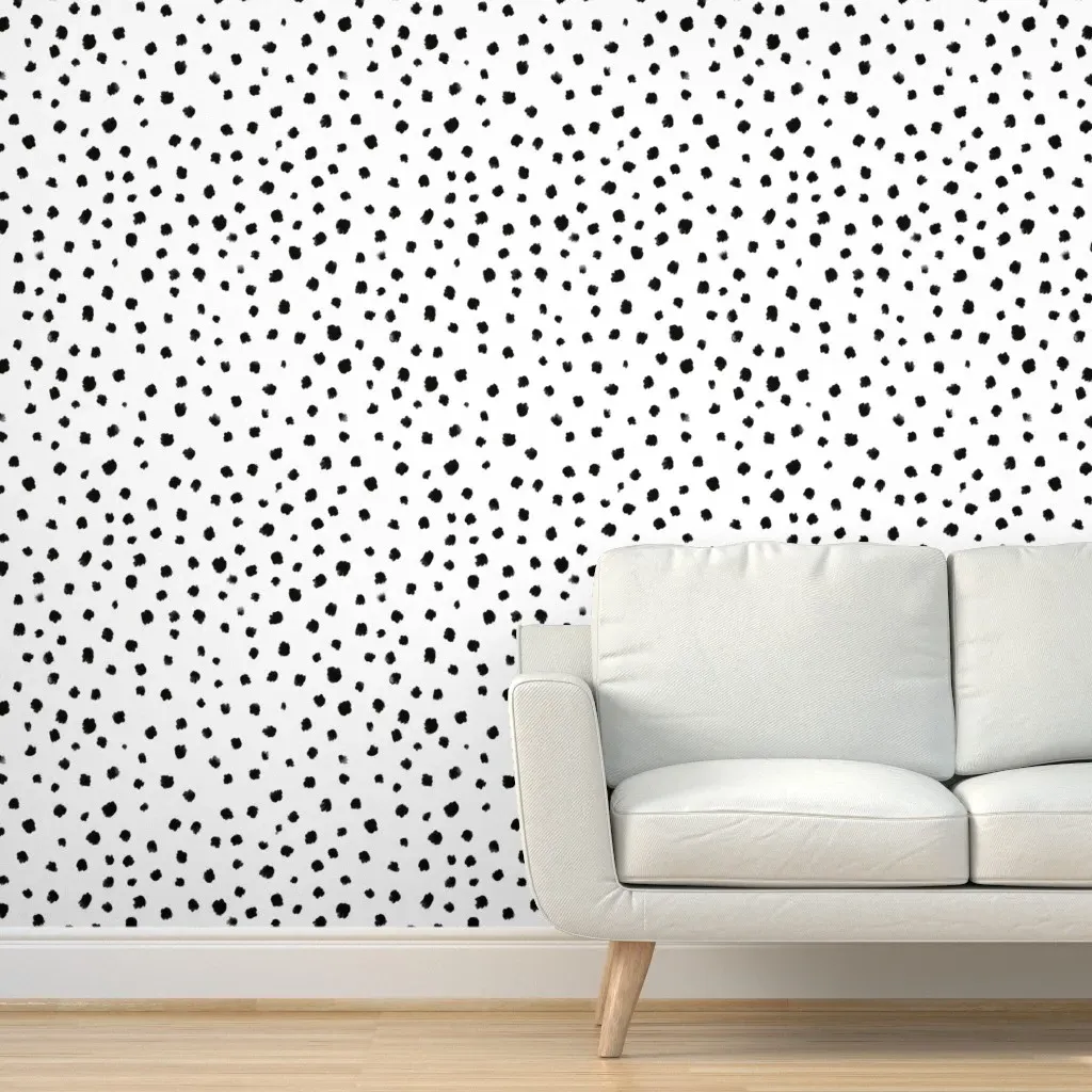 Textured Polka Dot Grunge Peel and Stick Wallpaper - Black on White product