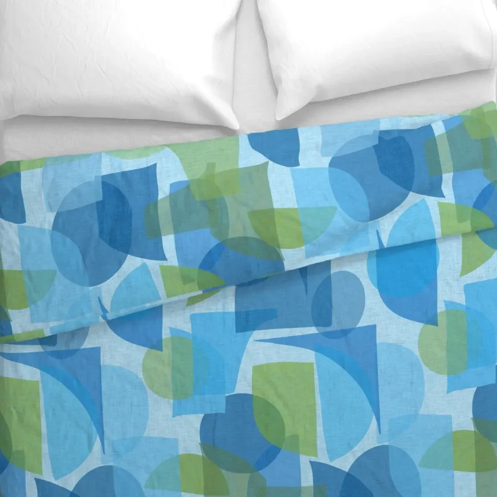 Textured Shapes Abstract Duvet Cover - Blue alternate view