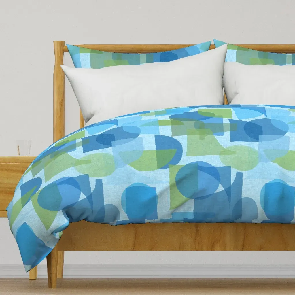 Textured Shapes Abstract Duvet Cover - Blue product