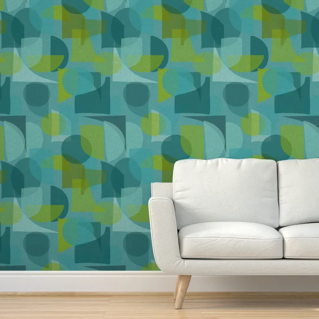 Textured Shapes Abstract Peel and Stick Wallpaper - Teal product