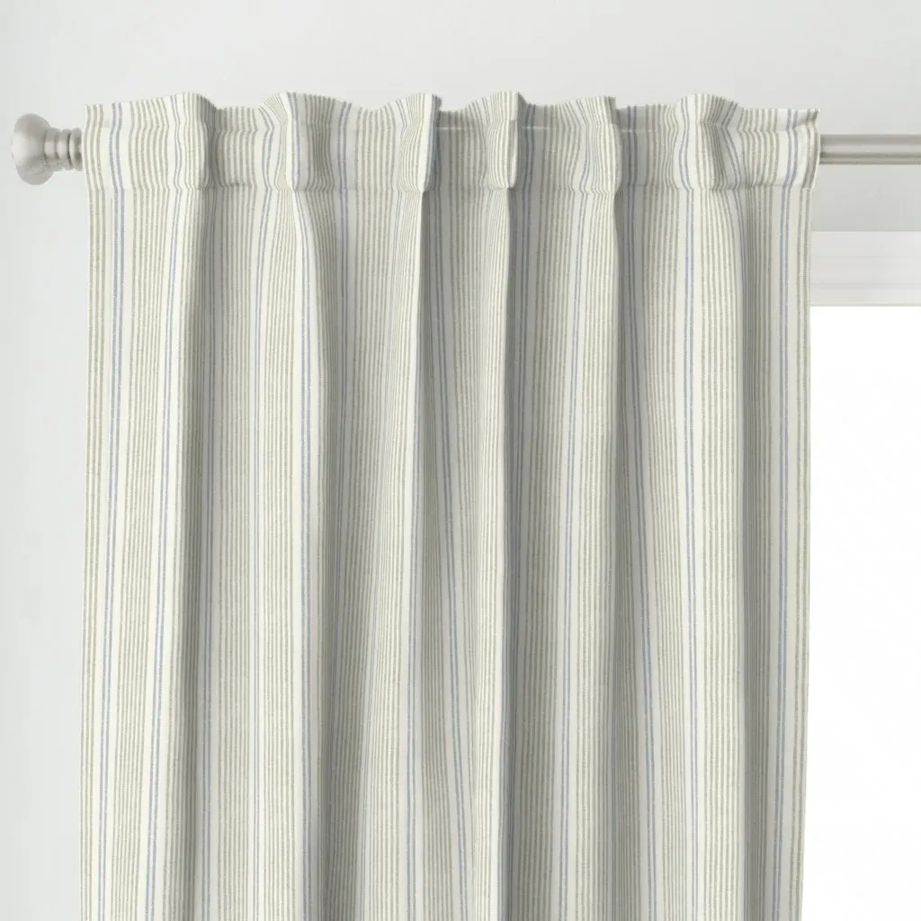 Textured Ticking Curtain Panel - Off-White alternate view