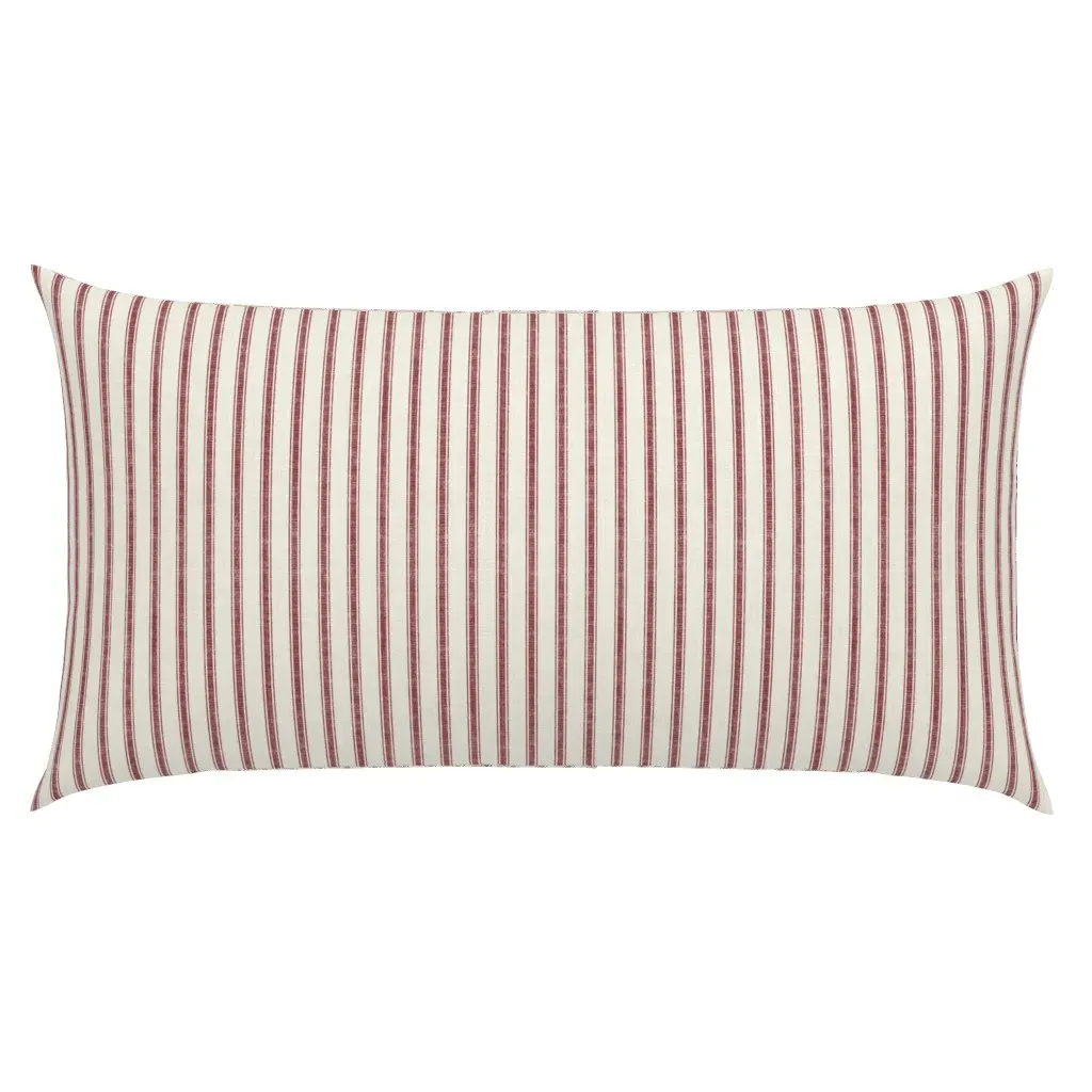 Textured Ticking Stripe King Pillow Sham - Ivory & Garnet product