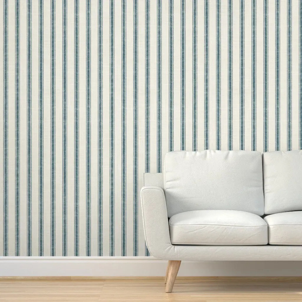 Textured Ticking Stripe Peel and Stick Wallpaper - Indigo product