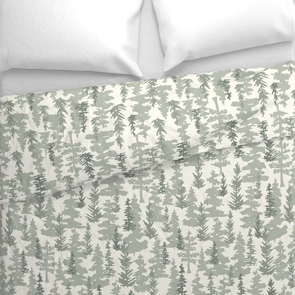 Textured Watercolor Cabincore Duvet Cover - Sage Green alternate view