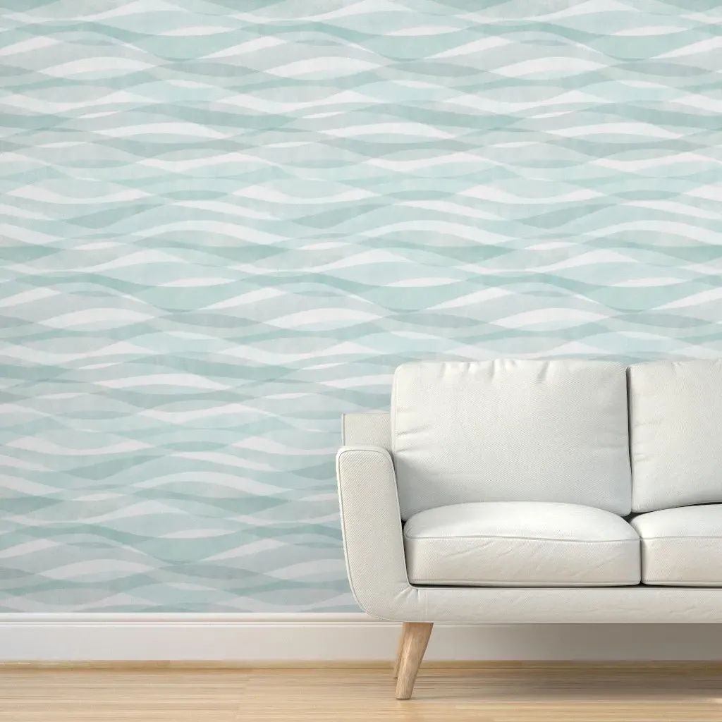 Textured Waves Large Scale Peel and Stick Wallpaper - Aqua product