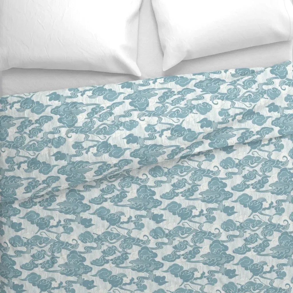 The April Sky Neutral Pastel50 Duvet Cover - Dusty Blue alternate view