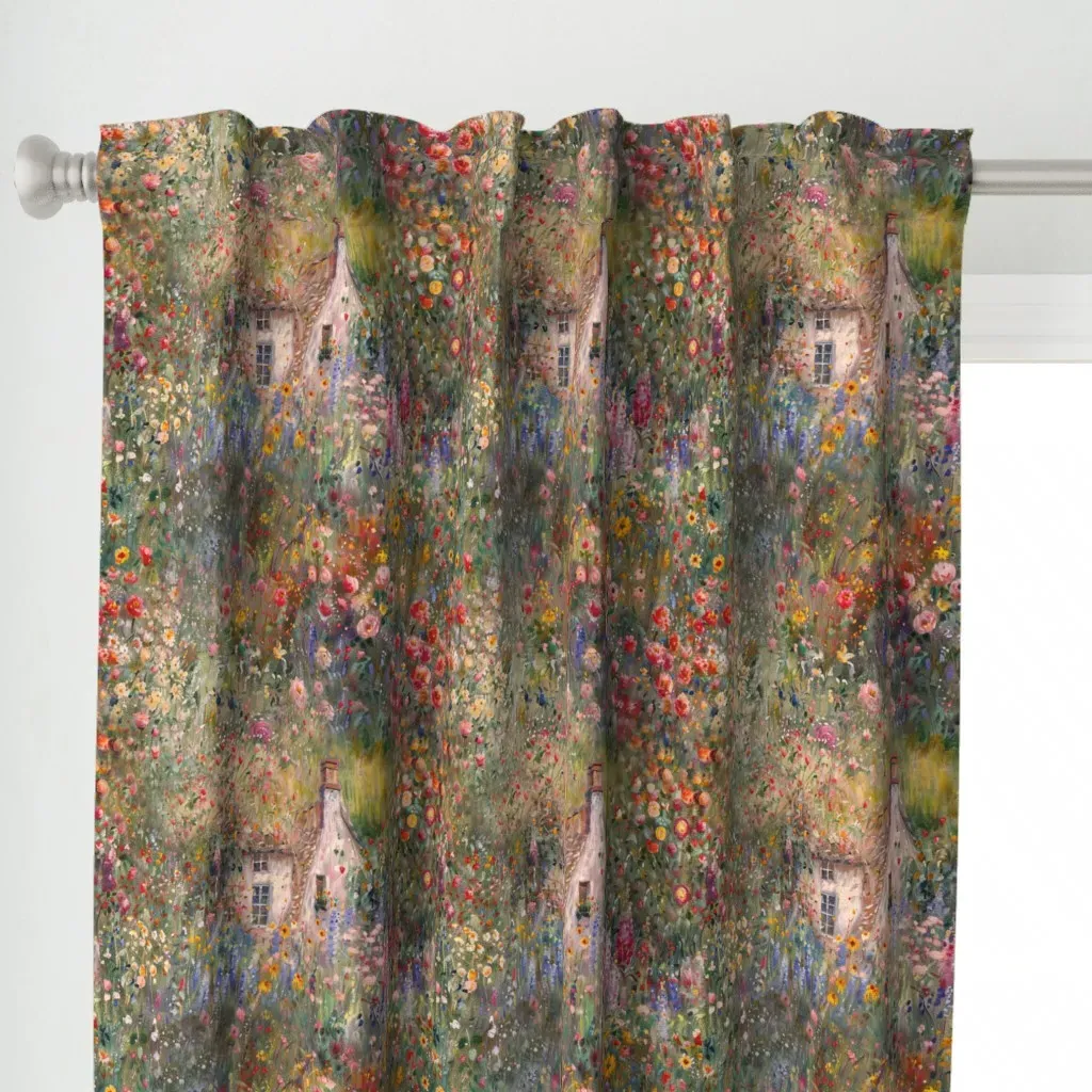The Artist's Garden Curtain Panel - Green alternate view