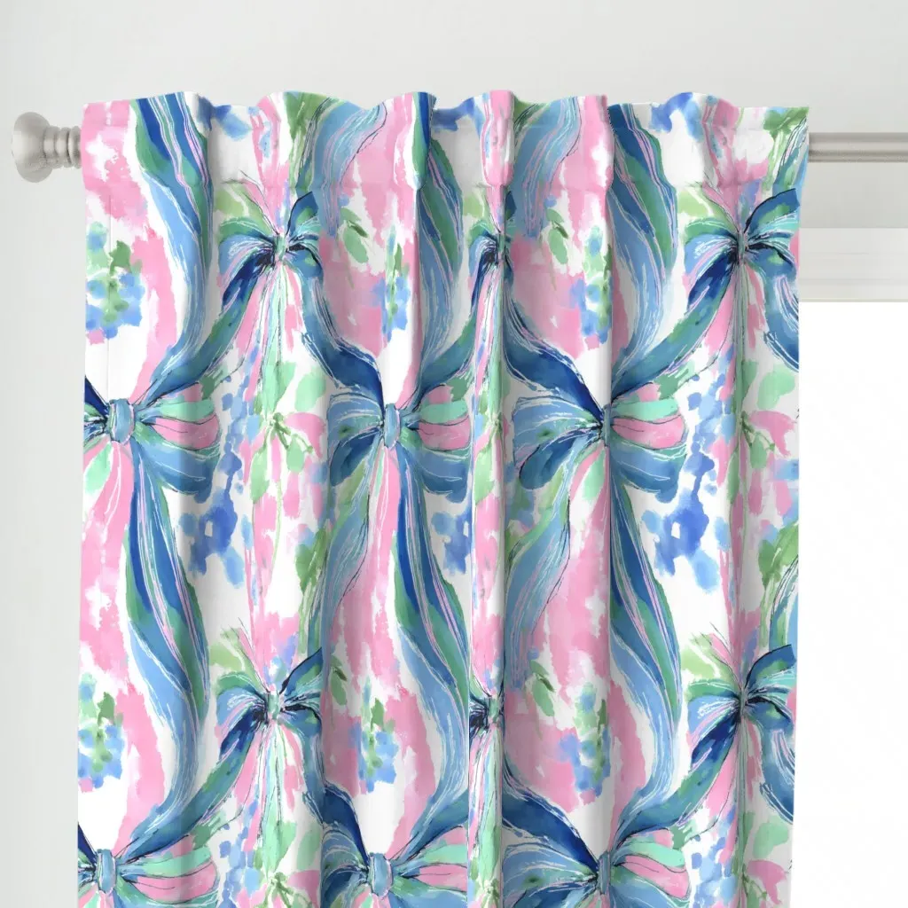 The Bow Must Go On Curtain Panel - Blue alternate view