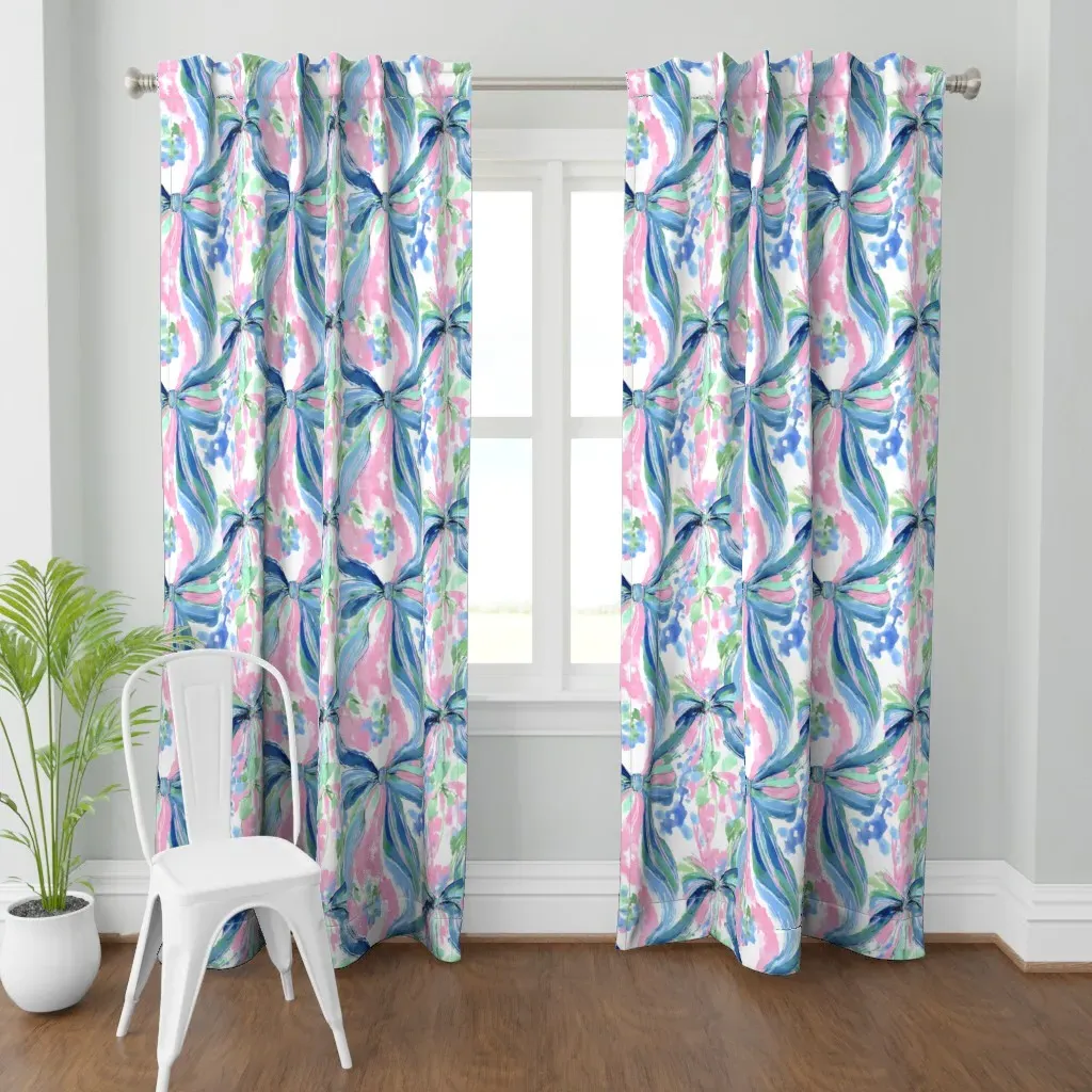 The Bow Must Go On Curtain Panel - Blue product