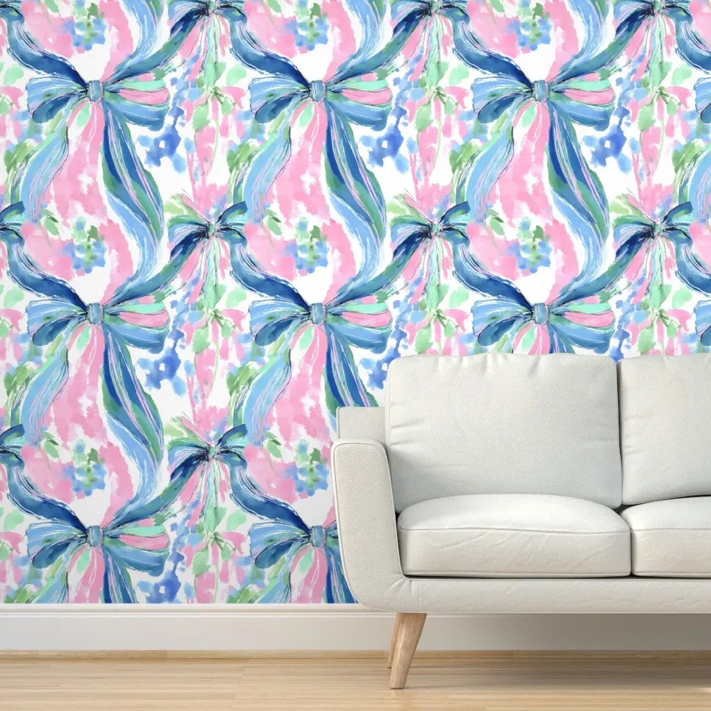 The Bow Must Go On Peel and Stick Wallpaper - Blue product