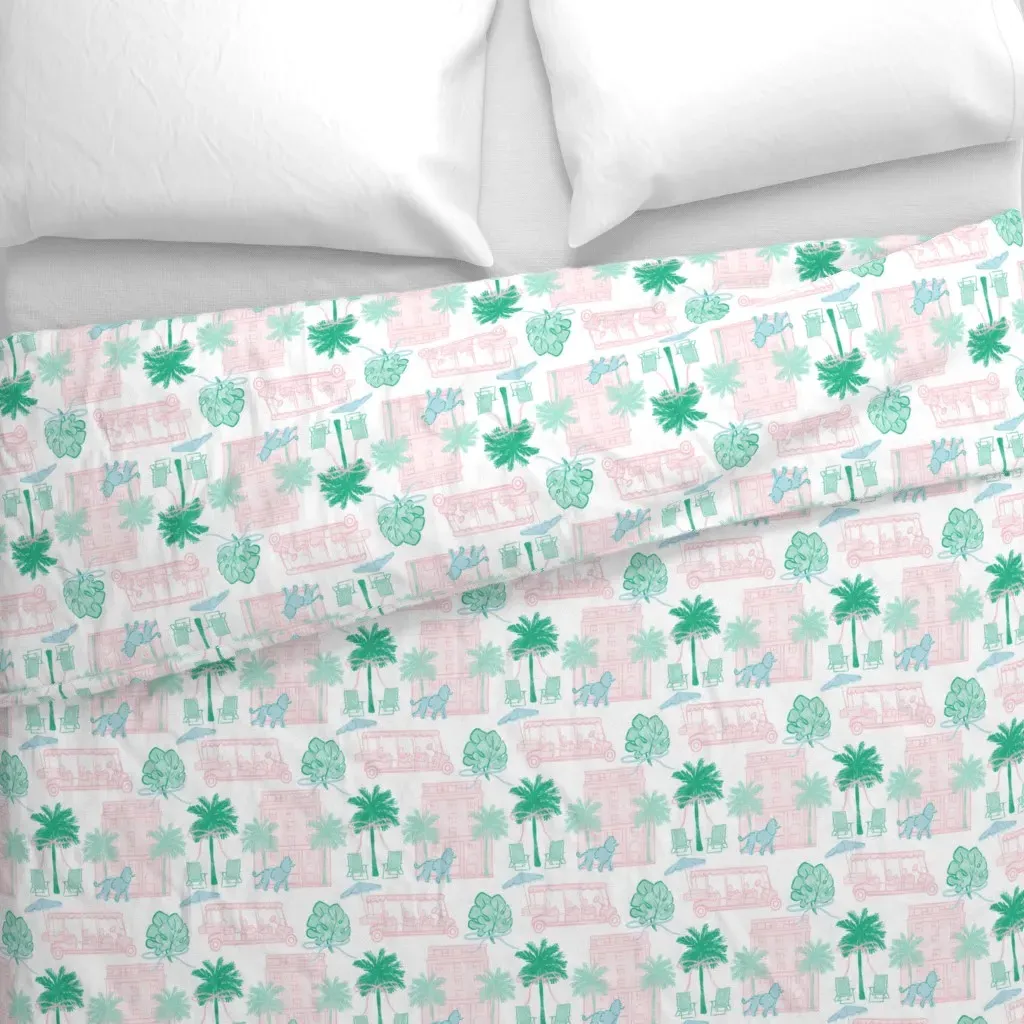 The Colony Hotel Palm Beach Duvet Cover - Pink alternate view