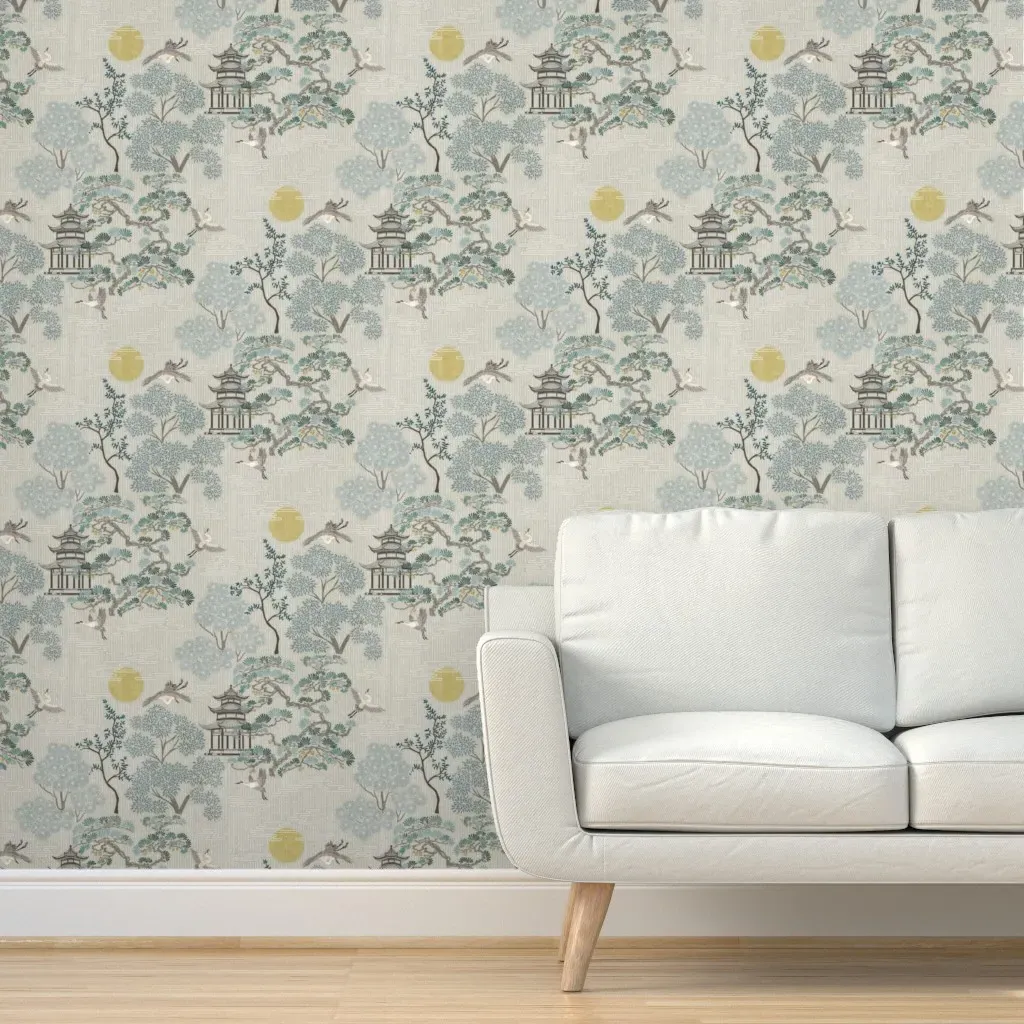 The Crane Garden Peel and Stick Wallpaper - Blue product