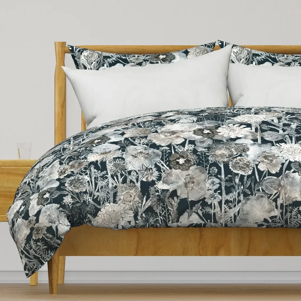 The Flowers In My Vegetable Duvet Cover - Gray product