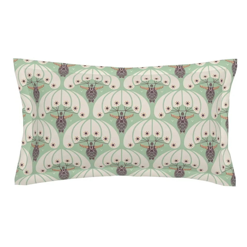 The Flying Turtle King Pillow Sham - Pale Green product