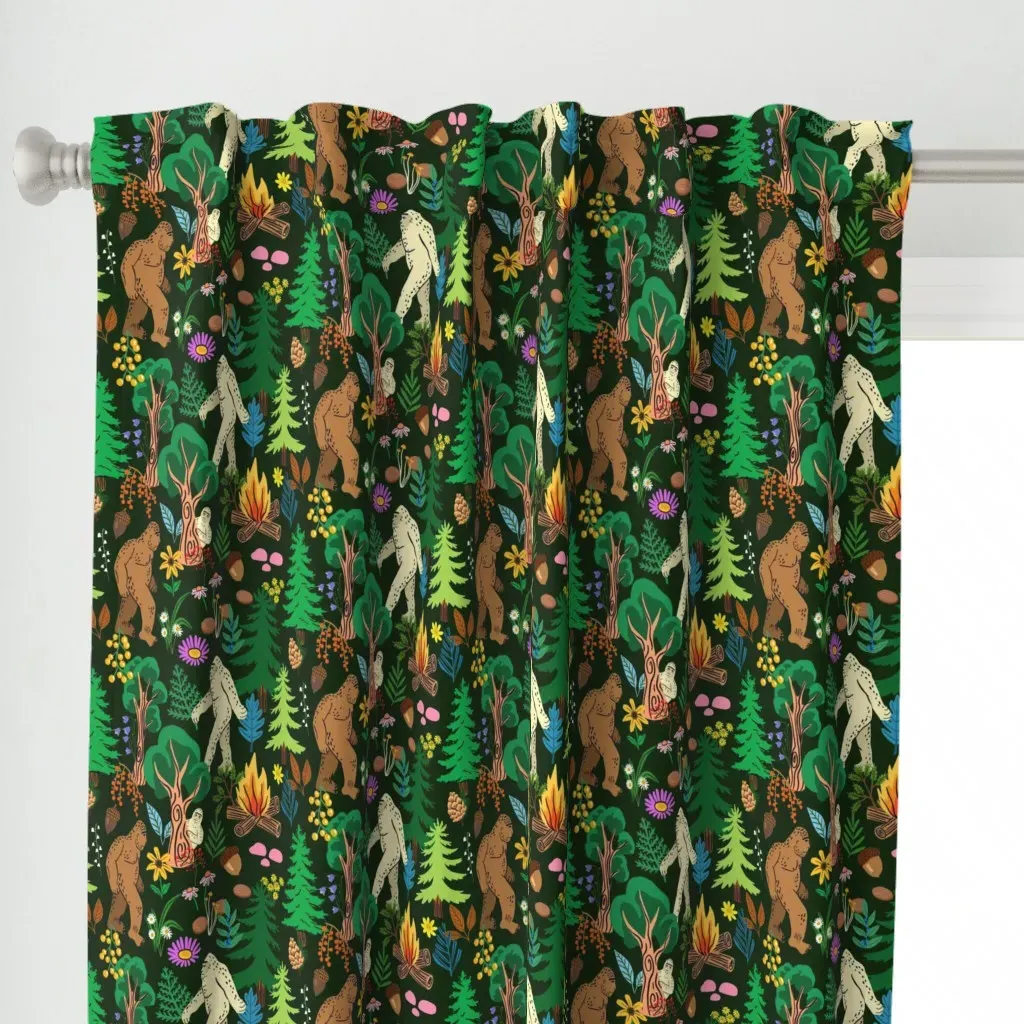 The Forest Dwellers Curtain Panel - Dark Green alternate view