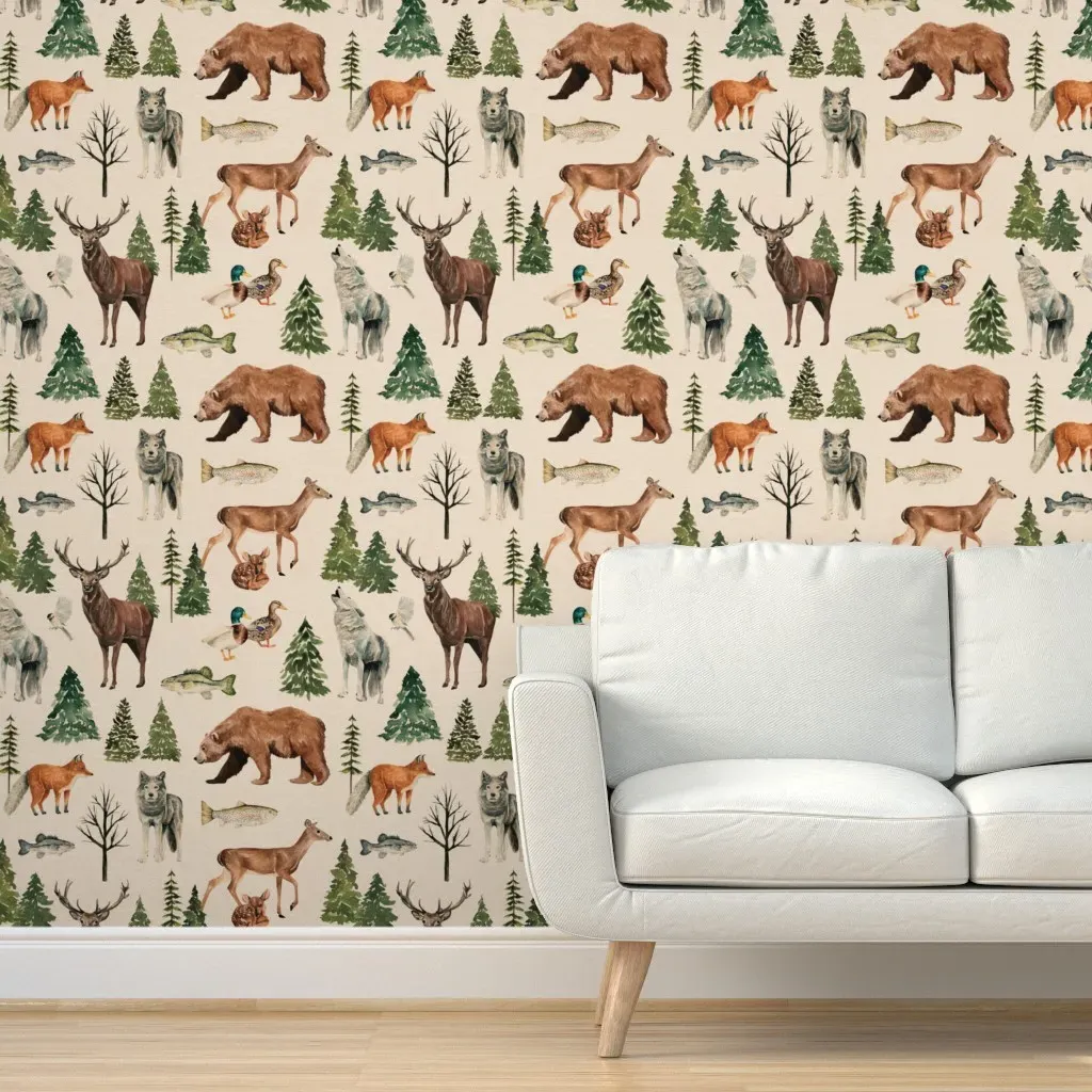 The Great Outdoors Wild Animals Peel and Stick Wallpaper - Brown product
