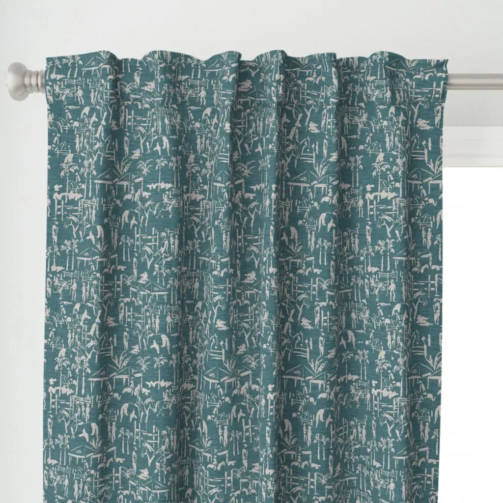The Horse Park Curtain Panel - Teal alternate view