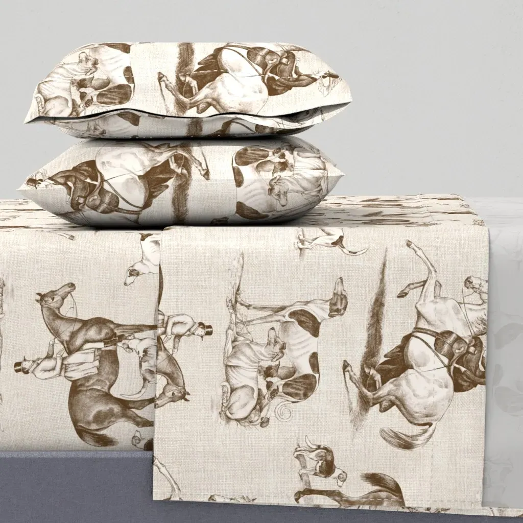The Hunt British Equestrian Toile Cal King Sheet Set - Brown product