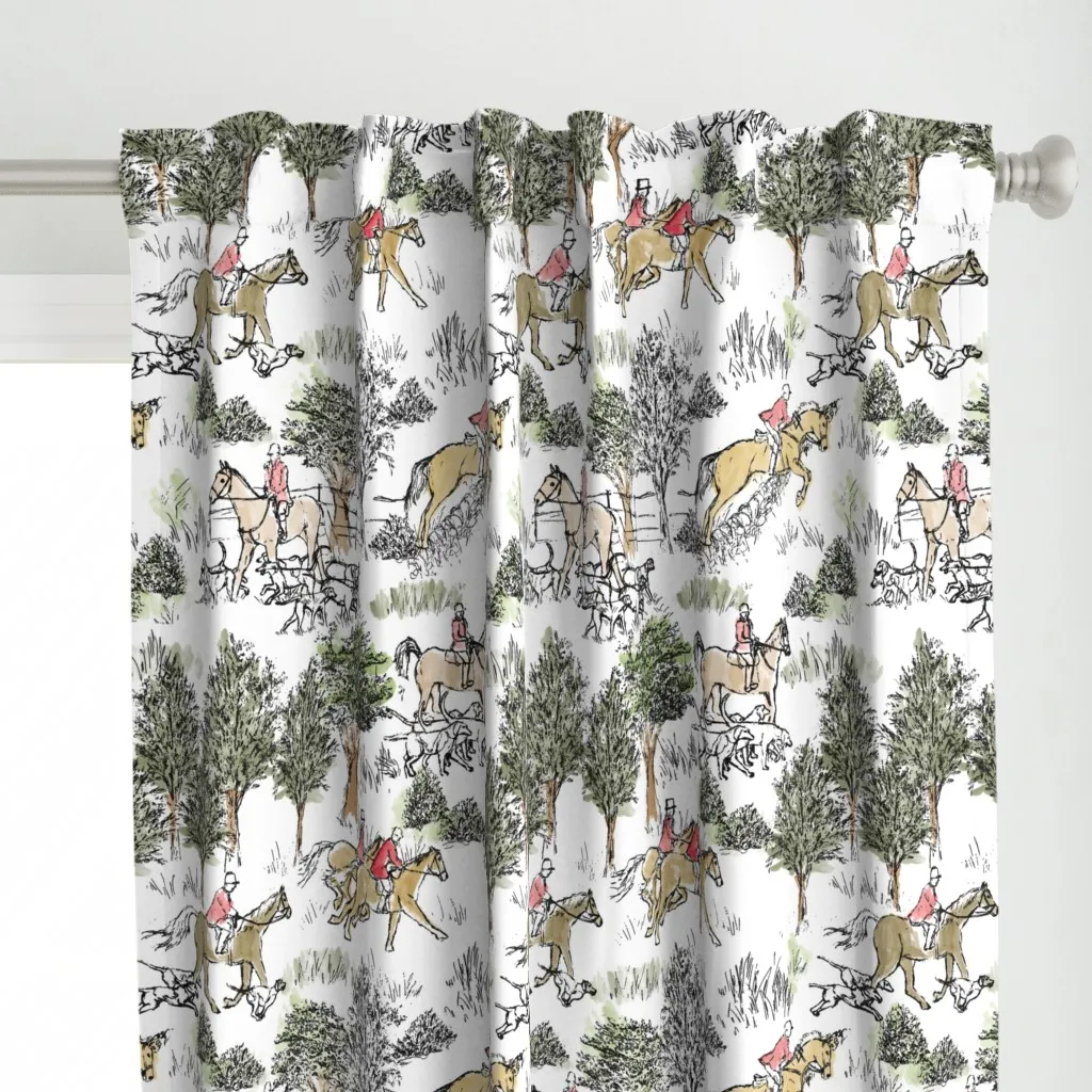 The Hunt Curtain Panel - White alternate view
