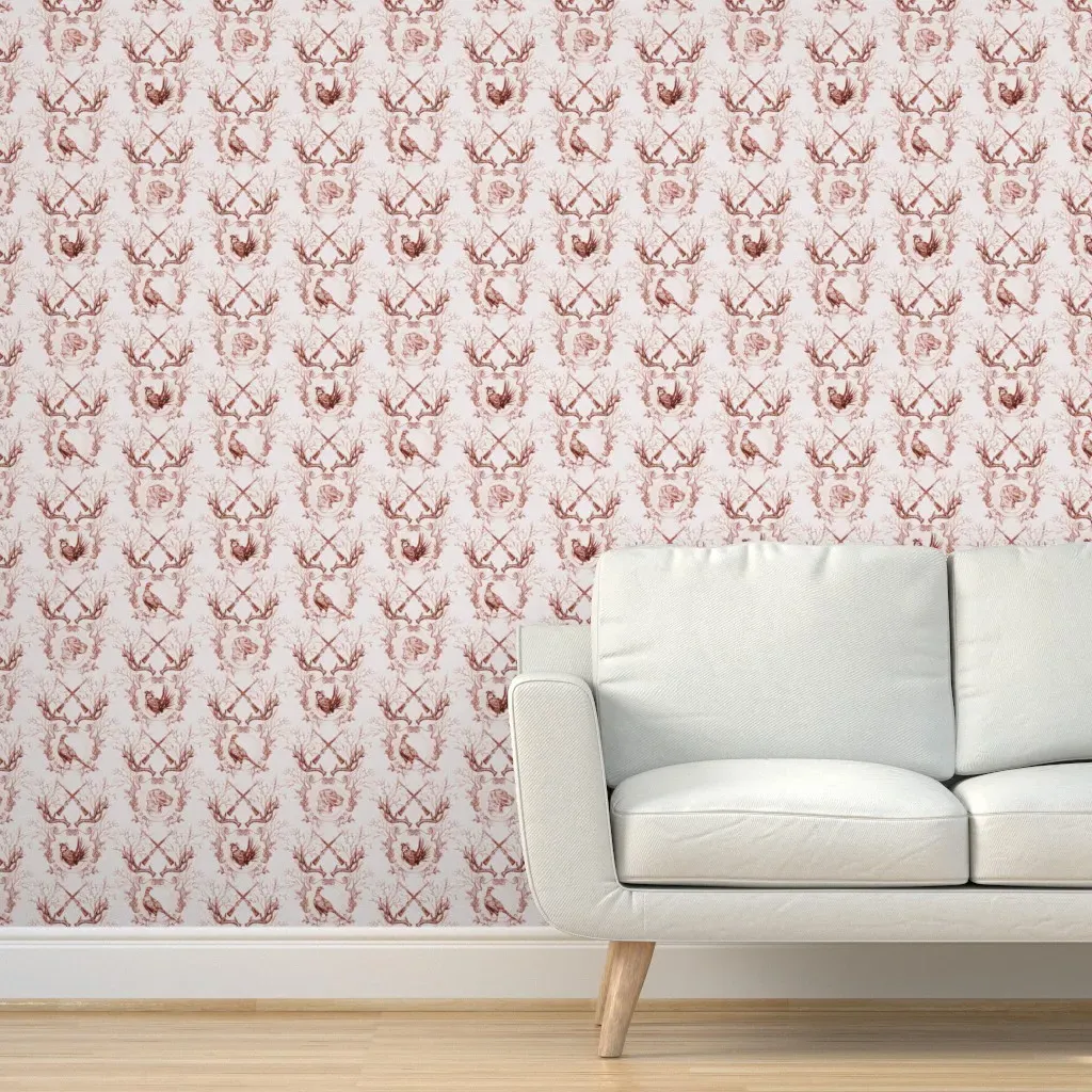 The Hunt Game Birds Peel and Stick Wallpaper - Dusty Rose product