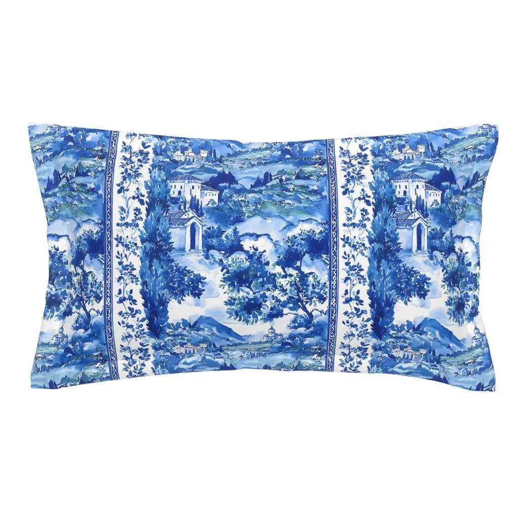 The Italian Landscape King Pillow Sham - Blue, White product