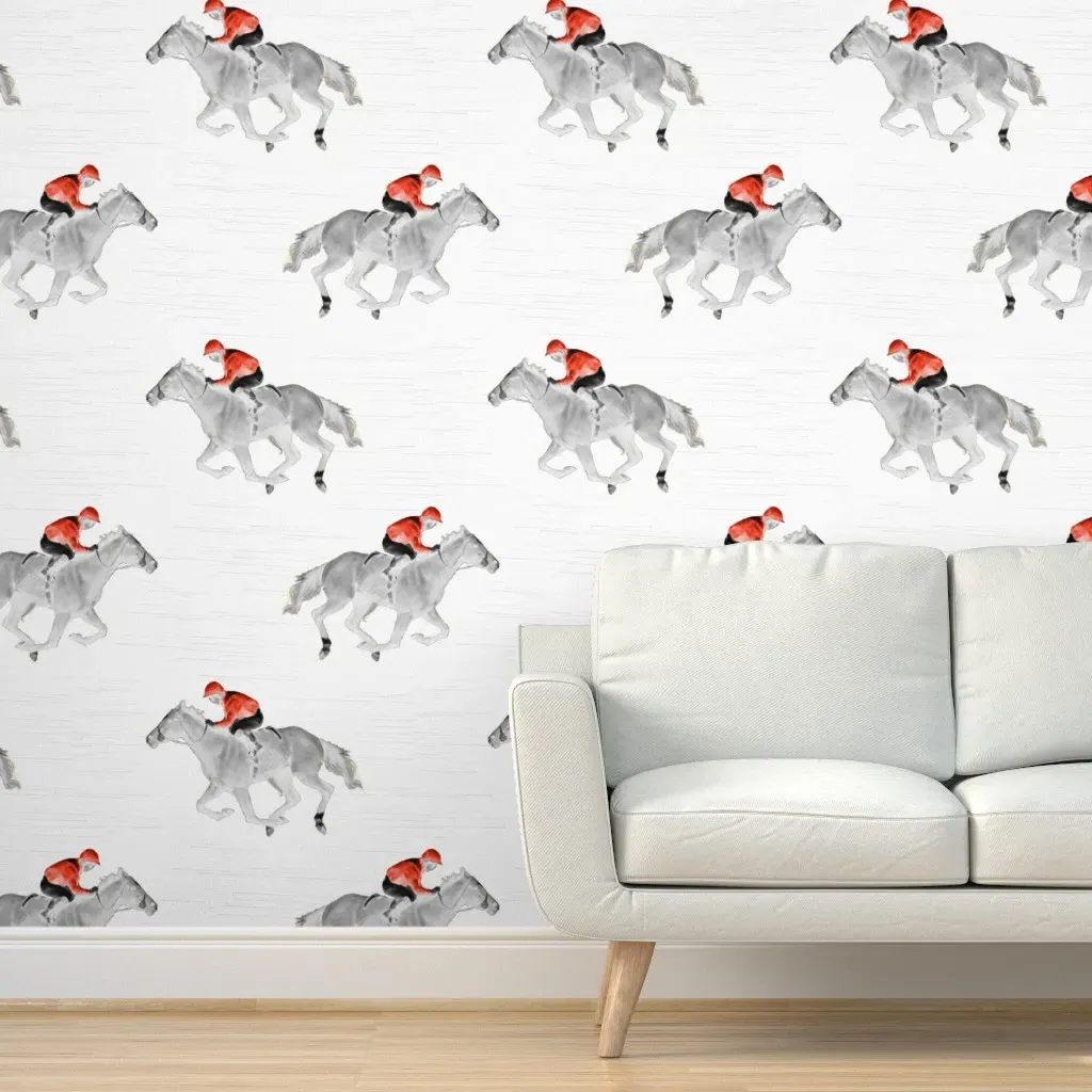 The Jockey Large Scale Peel and Stick Wallpaper - Gray, Red product