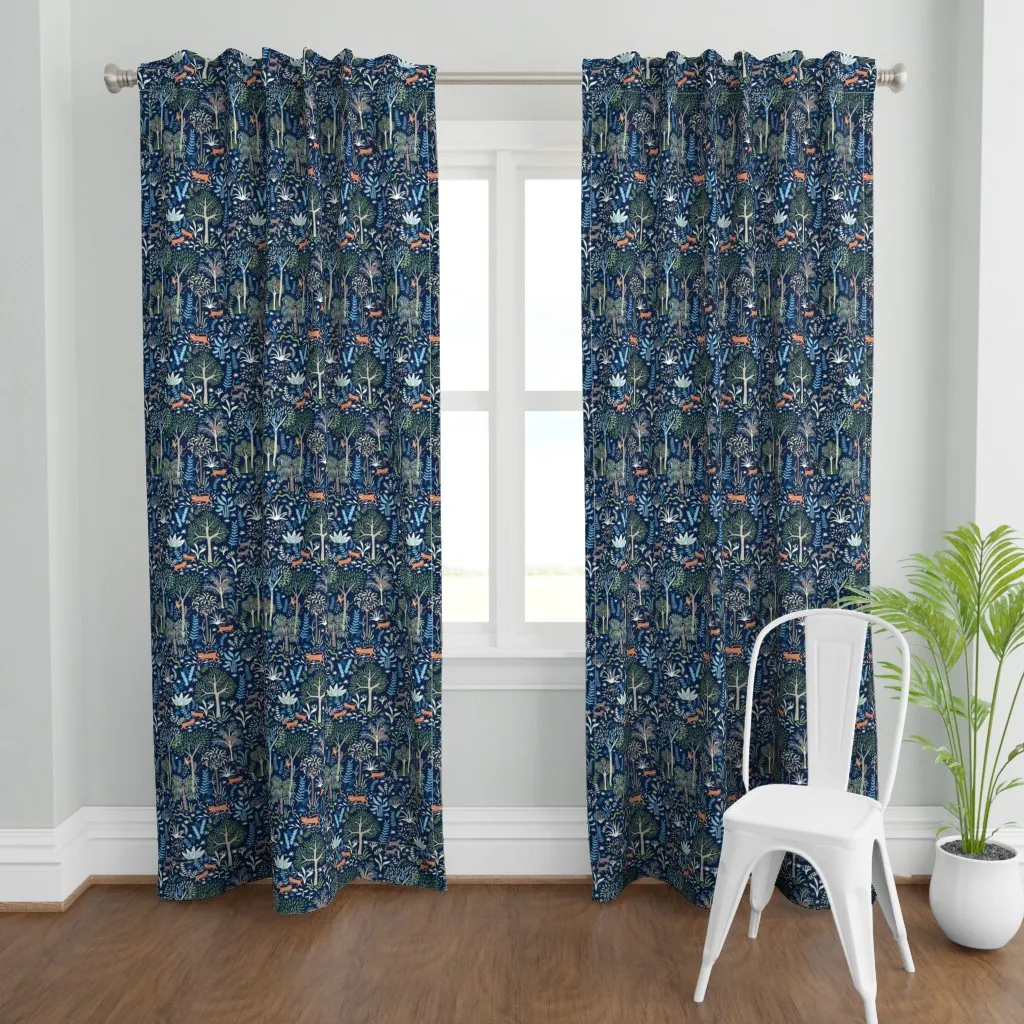 The Jungle Garden Deep Curtain Panel - Teal product