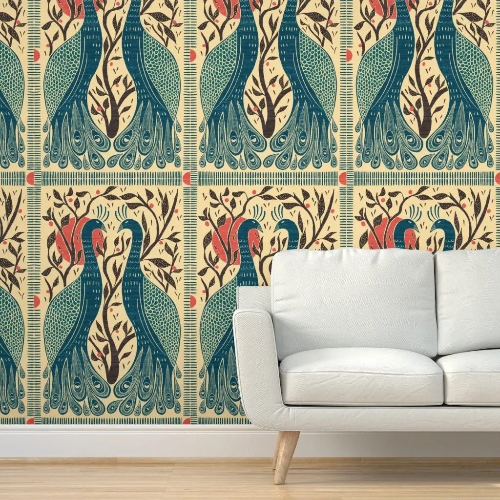 The Moonlit Lovers Peel and Stick Wallpaper - Teal product