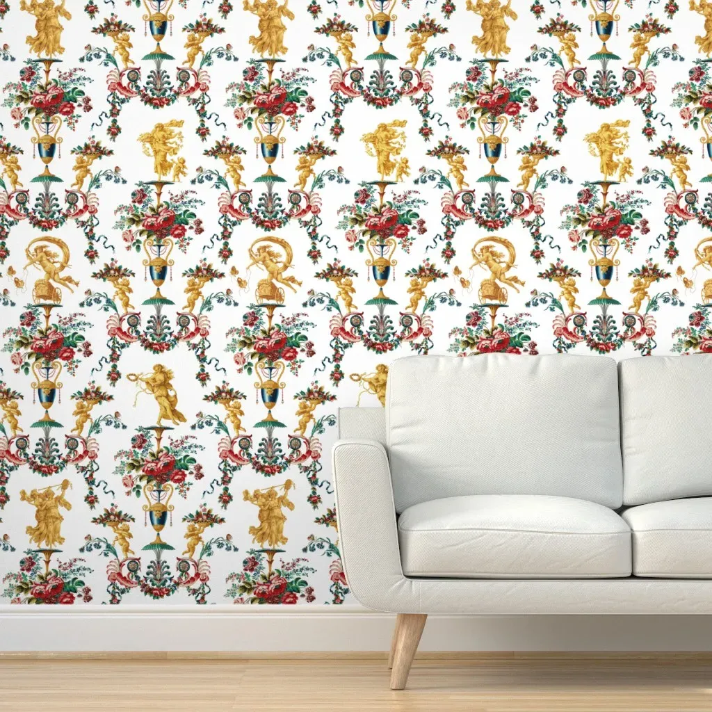 The Muses Arabesque Peel and Stick Wallpaper - Gold, White product