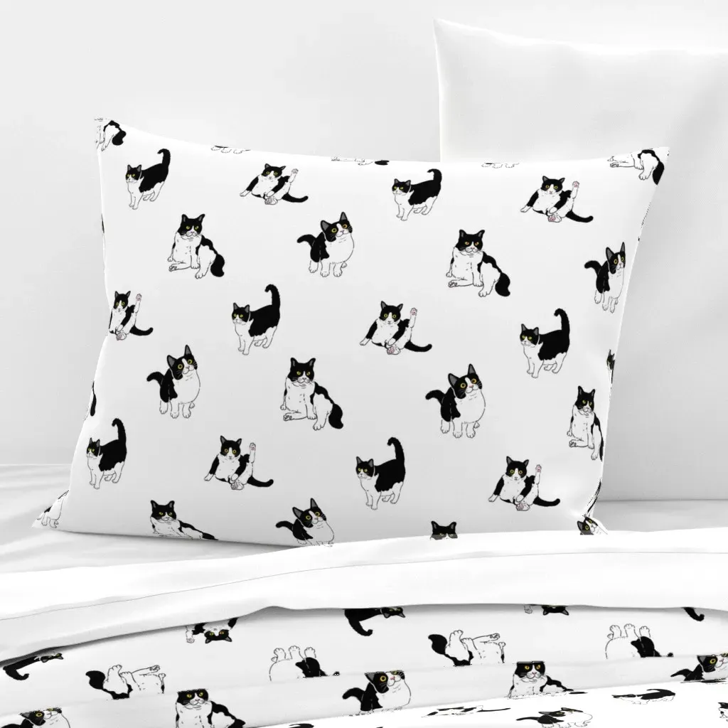 The Naughty Cat Standard Knife Edge Cushion Cover - Black, Cotton Sateen product