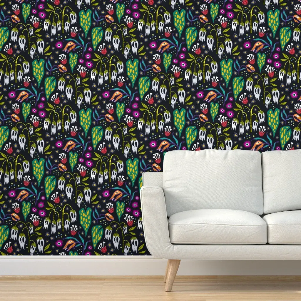 The Odd Garden Phantasmagoria Floral Peel and Stick Wallpaper - Black product