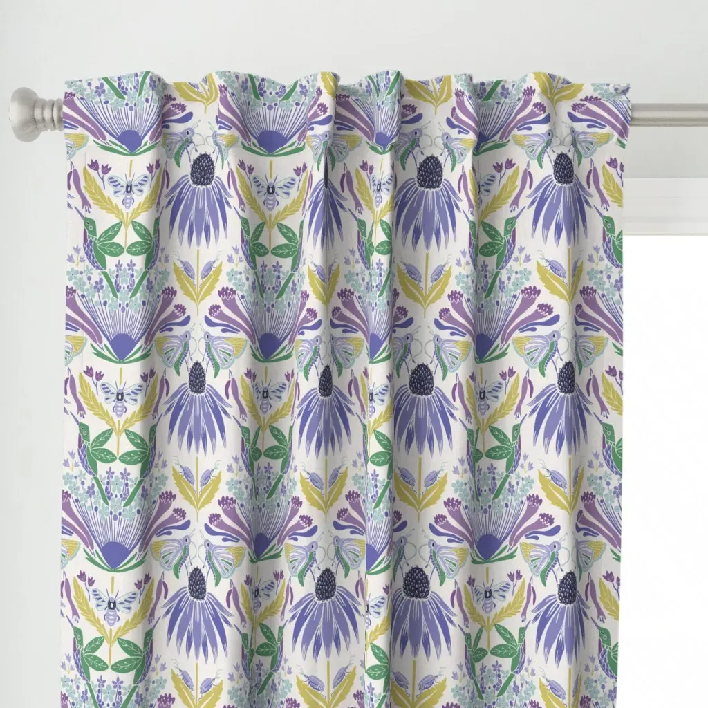 The Pollinators Full Curtain Panel - Purple alternate view