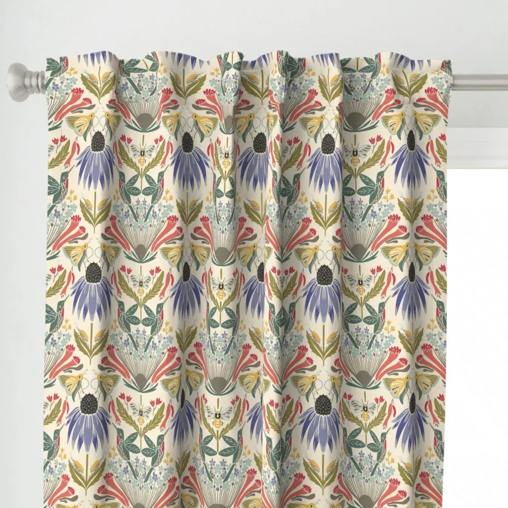 The Pollinators Medium Curtain Panel - Blue alternate view