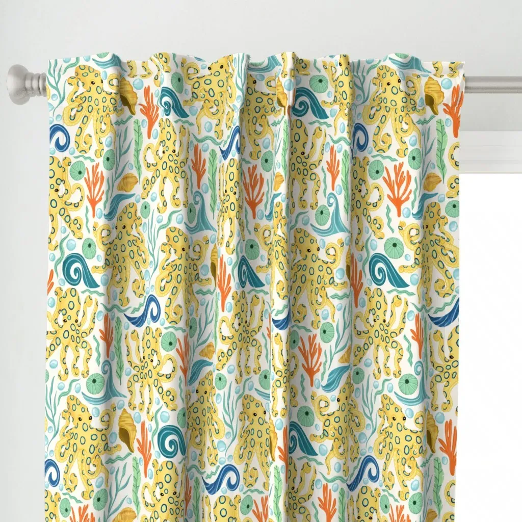 The Realm Of Blue-Ringed Curtain Panel - Yellow alternate view