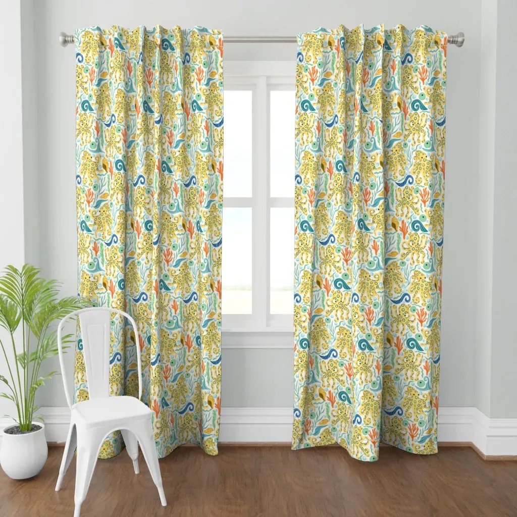 The Realm Of Blue-Ringed Curtain Panel - Yellow product