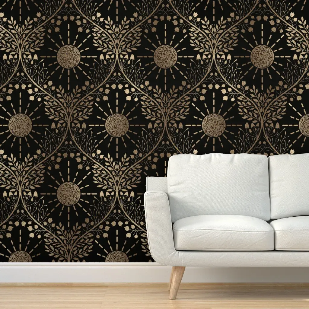 The Sun And Its Life Providing Energy Peel and Stick Wallpaper - Black, Gold product