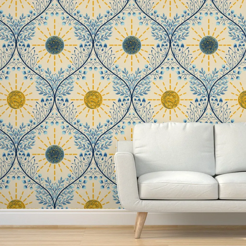 The Sun And Its Life Providing Energy Peel and Stick Wallpaper - Blue product