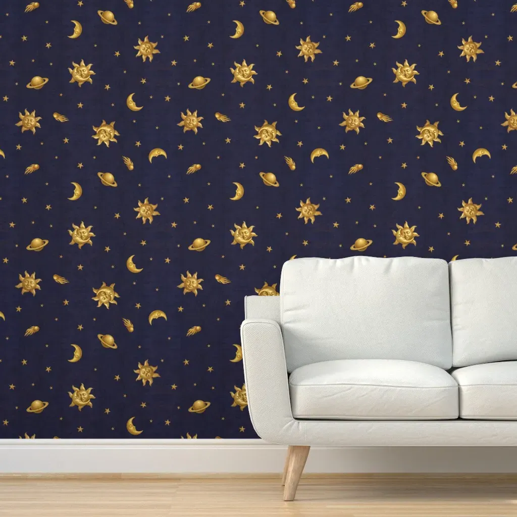 The Sun Loves The Moon Peel and Stick Wallpaper - Gold product