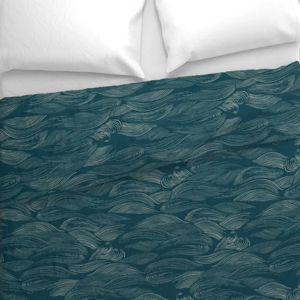The Water Blue Silver Duvet Cover - Teal alternate view