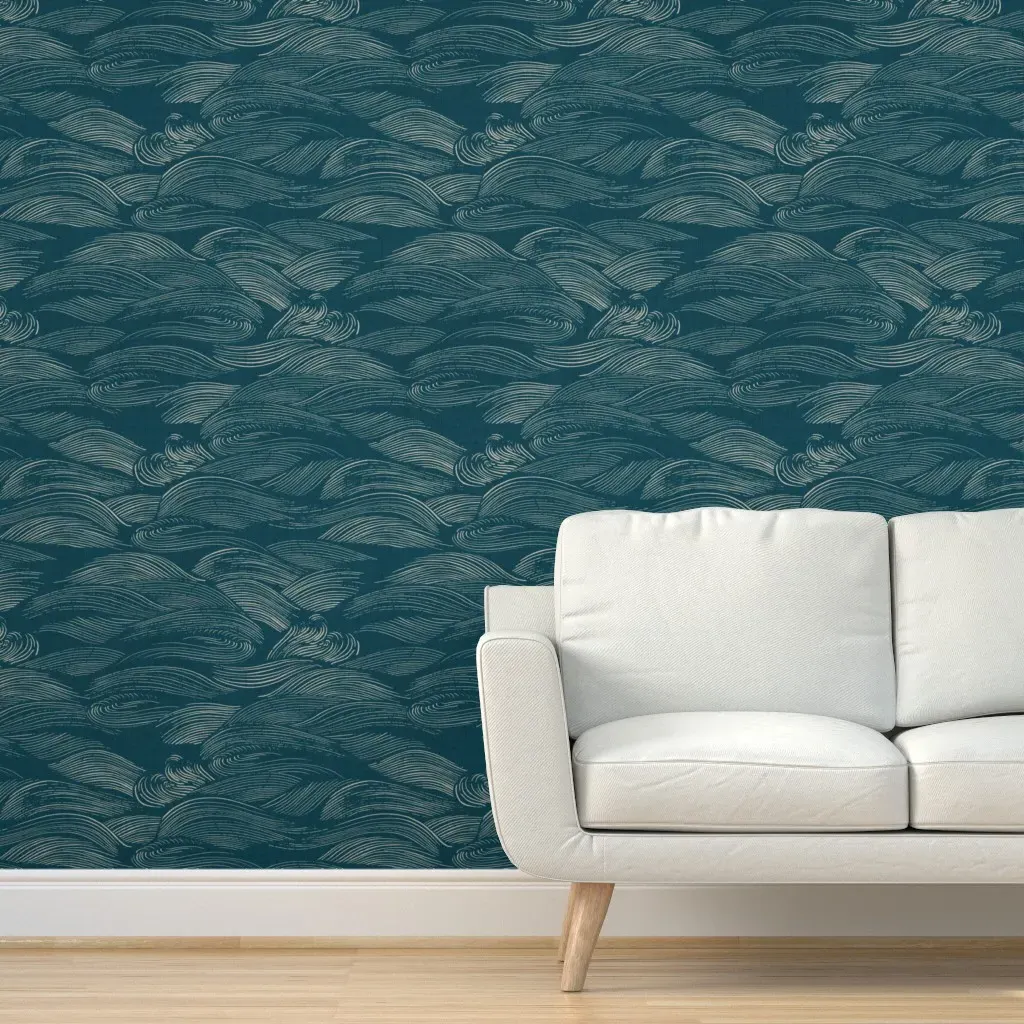 The Water Blue Silver Peel and Stick Wallpaper - Blue product