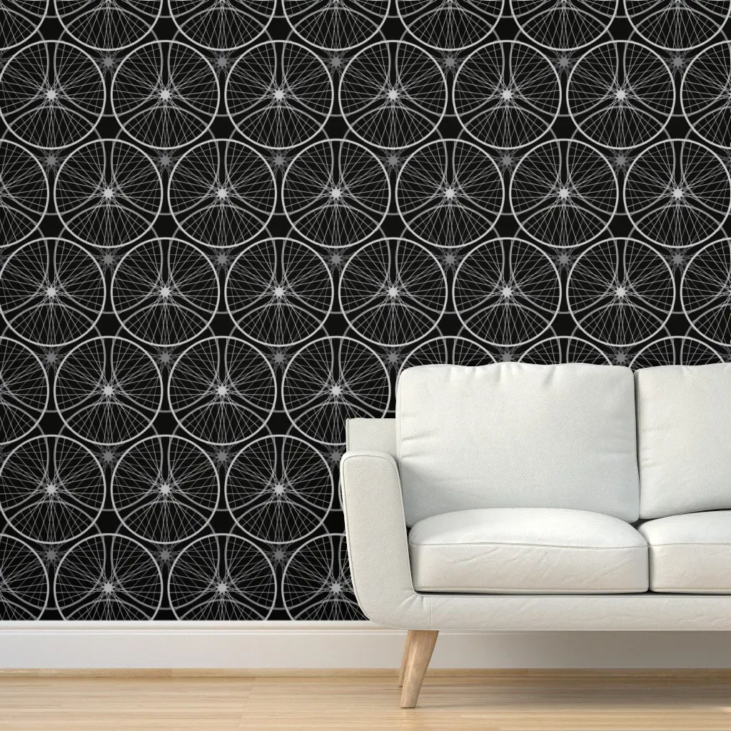 The Wheels On The Bike Peel and Stick Wallpaper - Black, White product