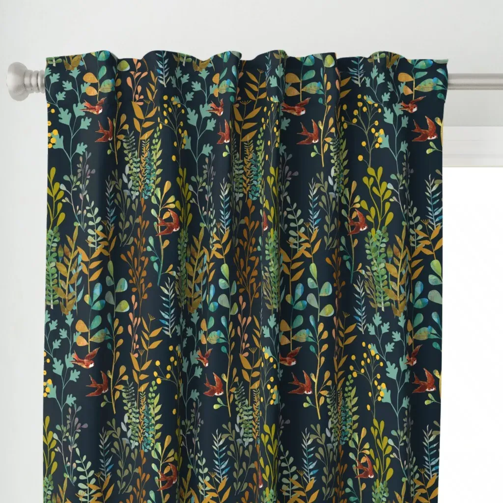 The Wild Garden Night Curtain Panel - Mustard Yellow alternate view